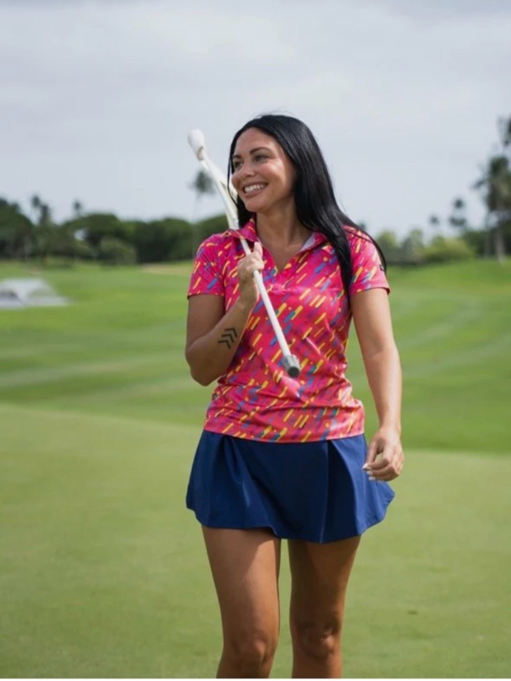 NWT T65 Yatta Golf "Gimme Confetti" Women's Performance Golf Polo Shirt